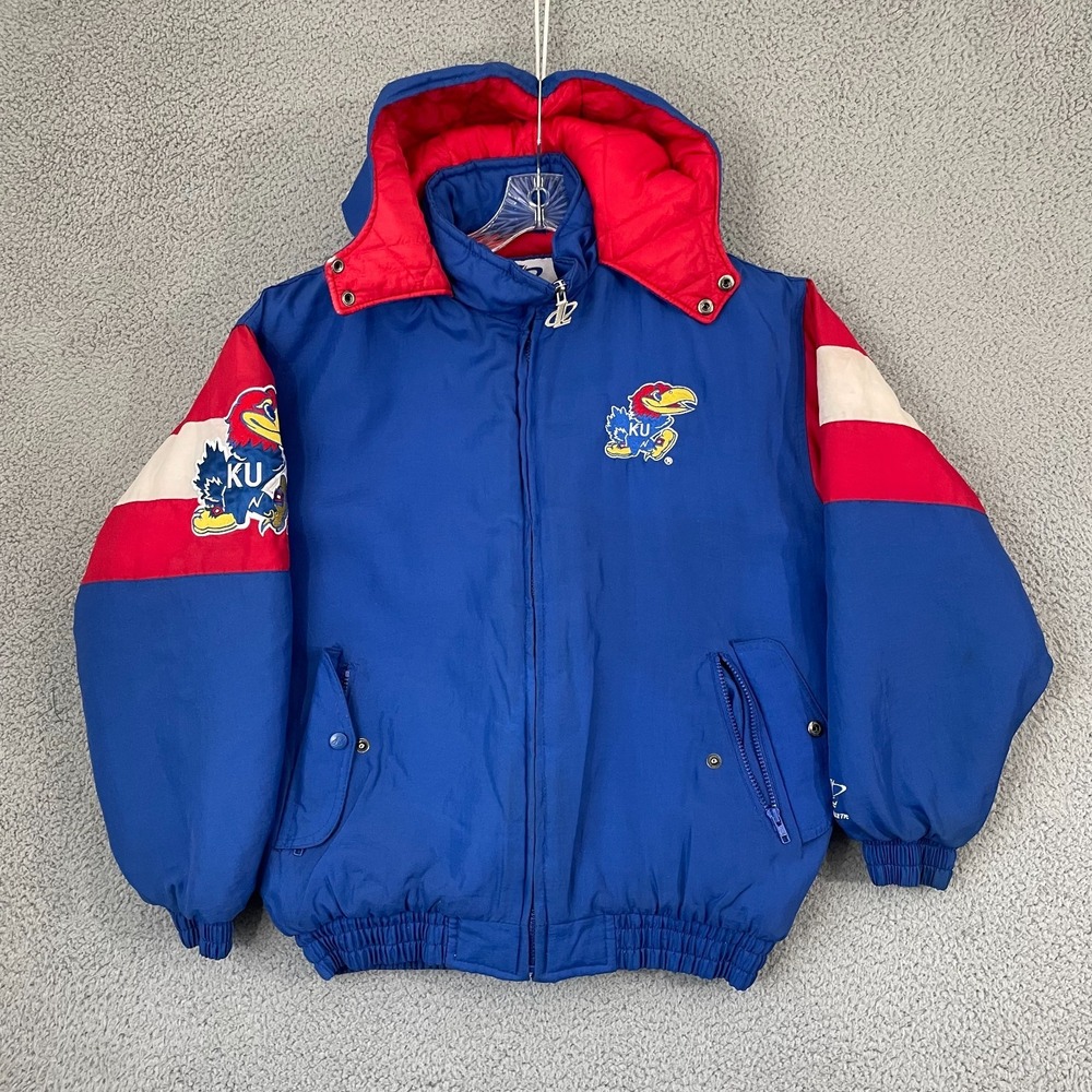 Logo Athletics VTG  University of Kansas Jayhawks Puffer Youth XL Blue Full Zip